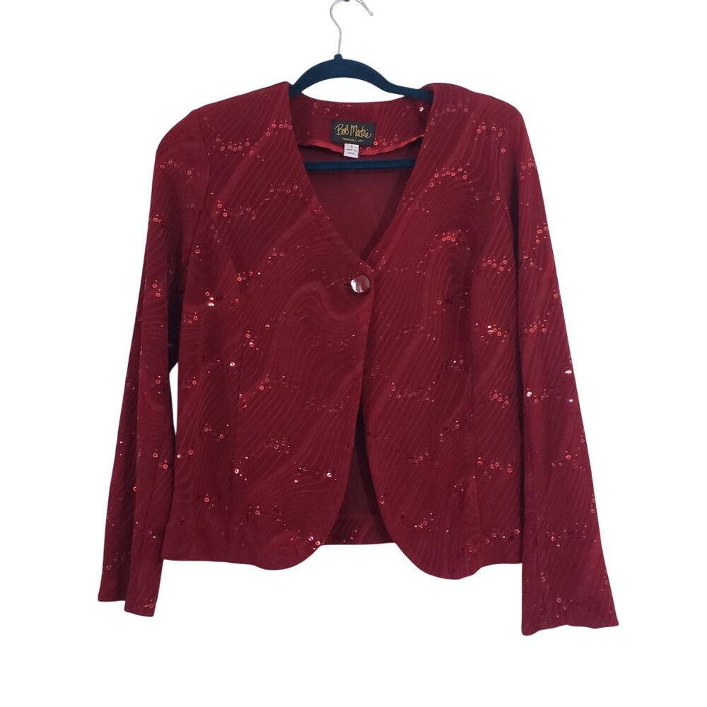 Vintage‎ 90s Bob Mackie Womens Textured Sequin Blazer Jacket Size S Party Disco